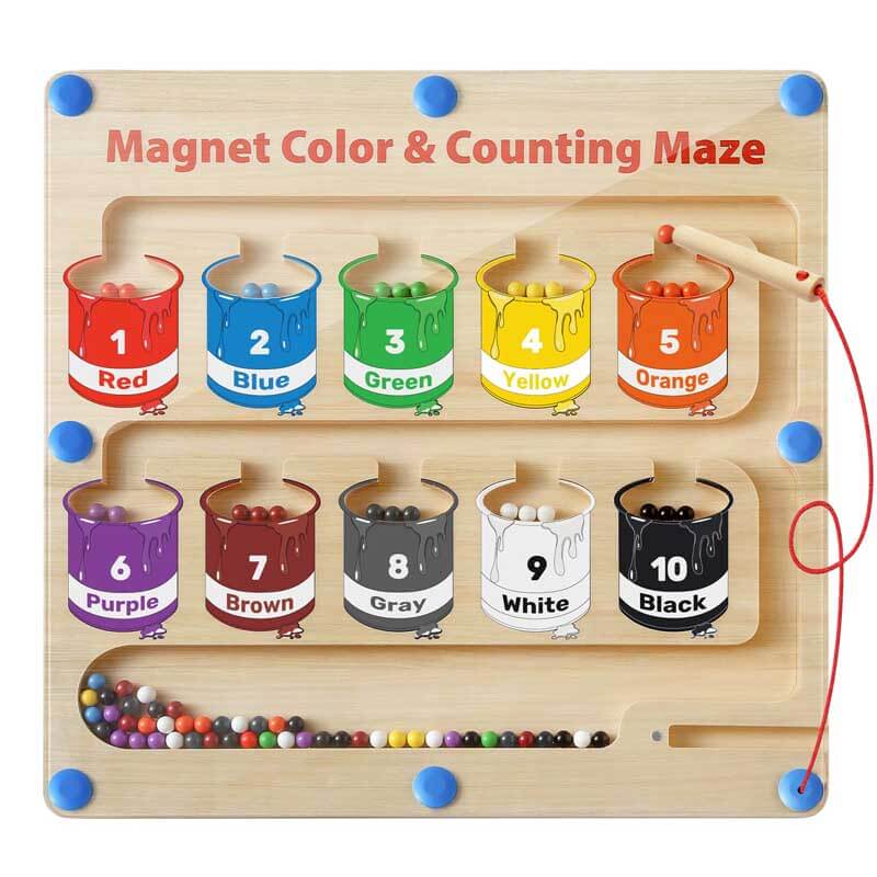 MagneticMaze™  - Farge labyrintleker med farger og tall